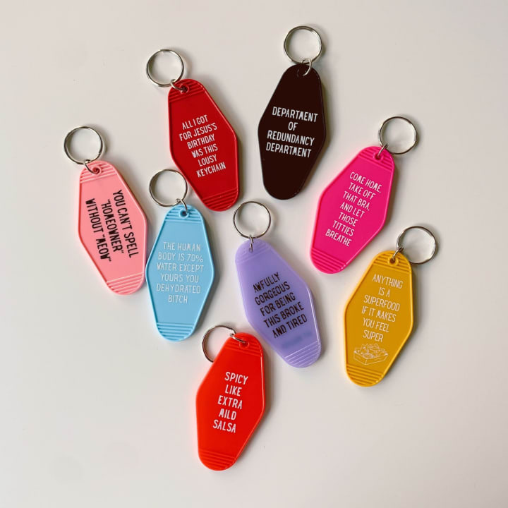 Spicy Like Extra Mild Salsa Motel Style Keychain in Red