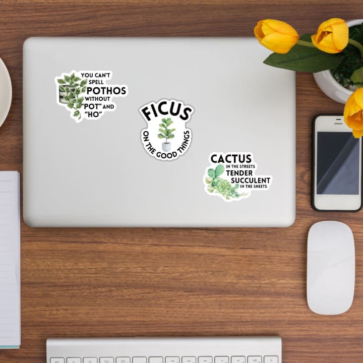 Plant Puns Sticker Bundle | Plant Lovers Vinyl Decals | 3 Designs