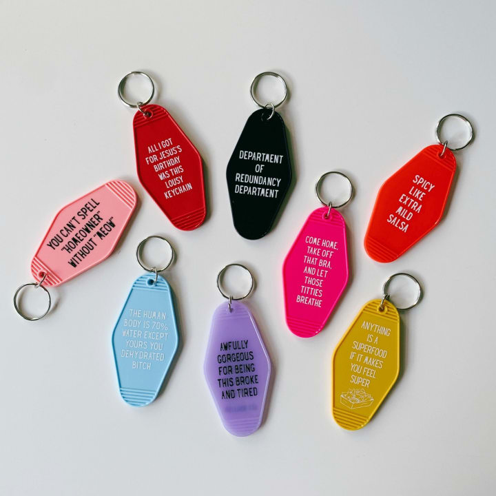 Spicy Like Extra Mild Salsa Motel Style Keychain in Red