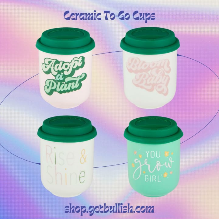 You Grow Girl Ceramic To Go Mug | Holds 16 oz. | Eco Mug with Silicone Lid and Sleeve