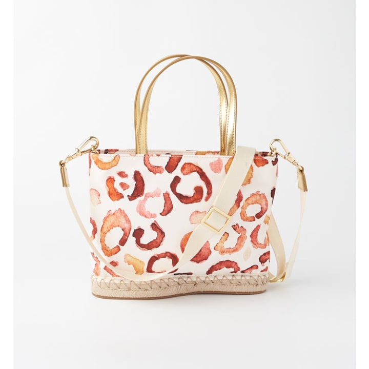 The Rosa Nylon Mini Tote - Beige Abstract