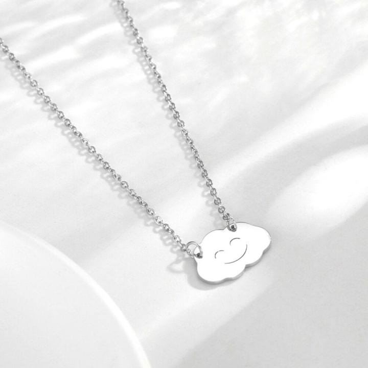 Happy Cloud Minimalist Necklace in Silver or Gold