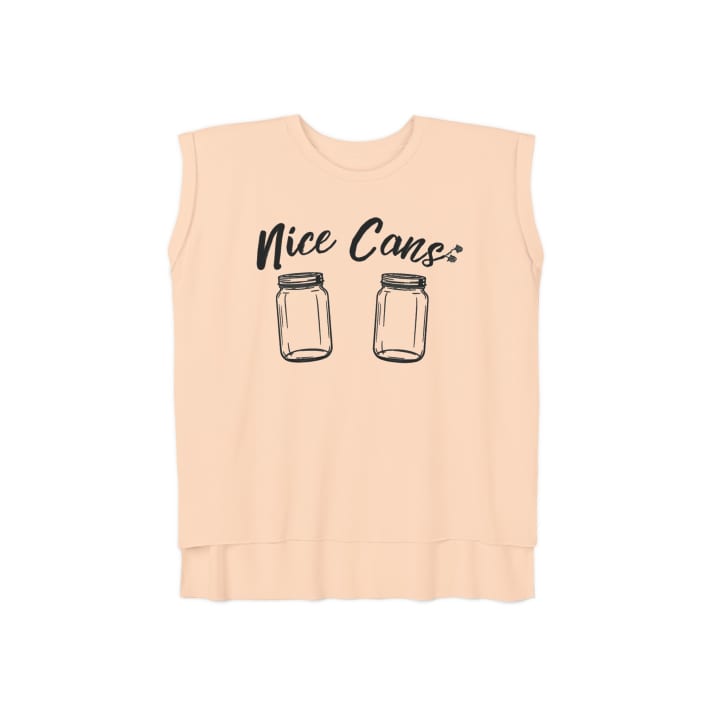 Nice Cans Women’s Flowy Rolled Cuffs Muscle Tee