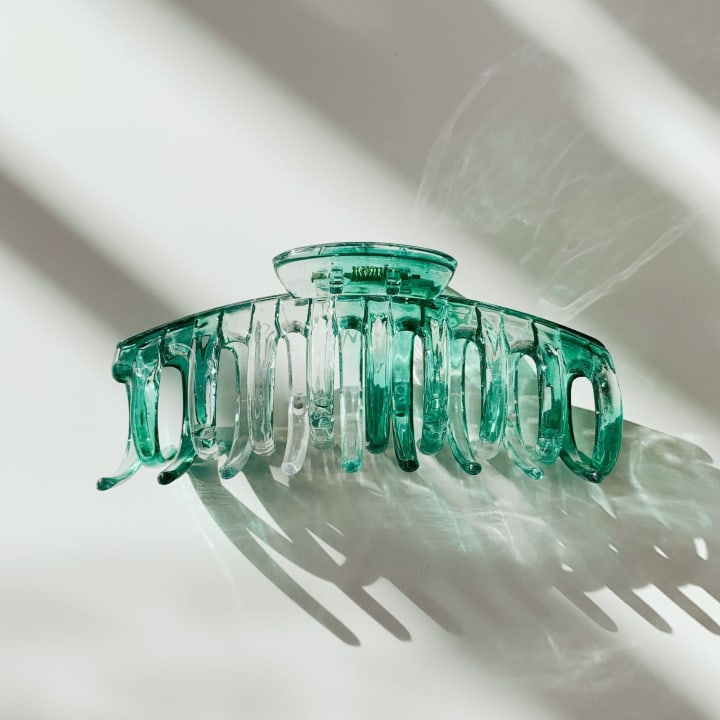 Velvet Claws Hair Clip | The Lobster in Translucent Green | Claw Clip in Velvet Travel Bag