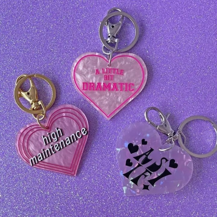 High Maintenance Heart Keychain in Pink