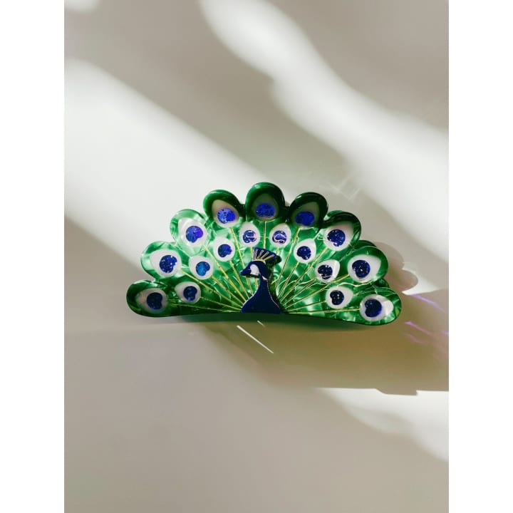 Velvet Claws Hair Clip | Gorgeous Peacock | Claw Clip in Velvet Travel Bag