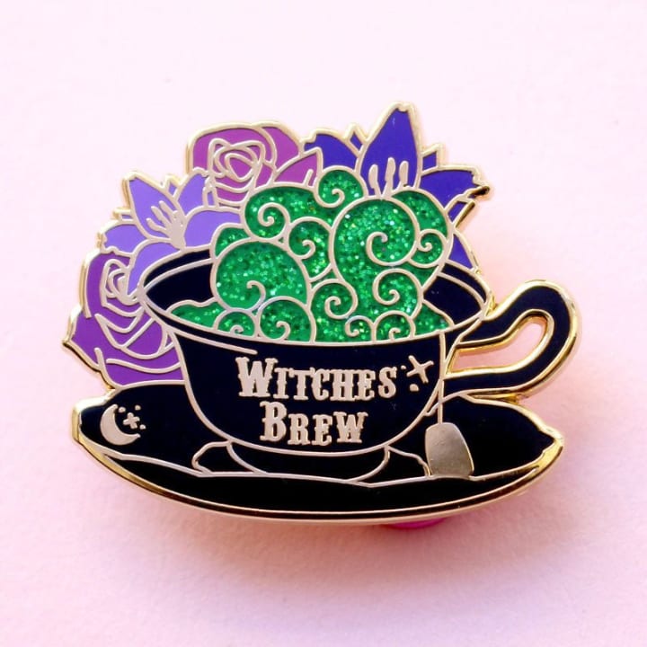 Witches Brew Enamel Pin | Artist-Designed Hard Enamel Pin with Glitter Accents