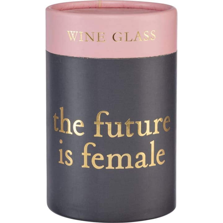 The Future Is Female Stemless Wine Glass with Gorgeous Cylinder Gift Box