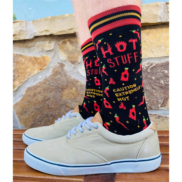 Hot Stuff! Caution Extremely Hot Men's Socks