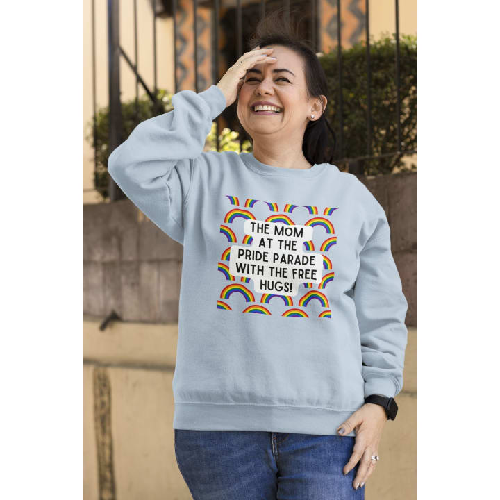 The Mom At The Pride Parade With The Free Hugs Unisex Heavy Blend™ Crewneck Sweatshirt