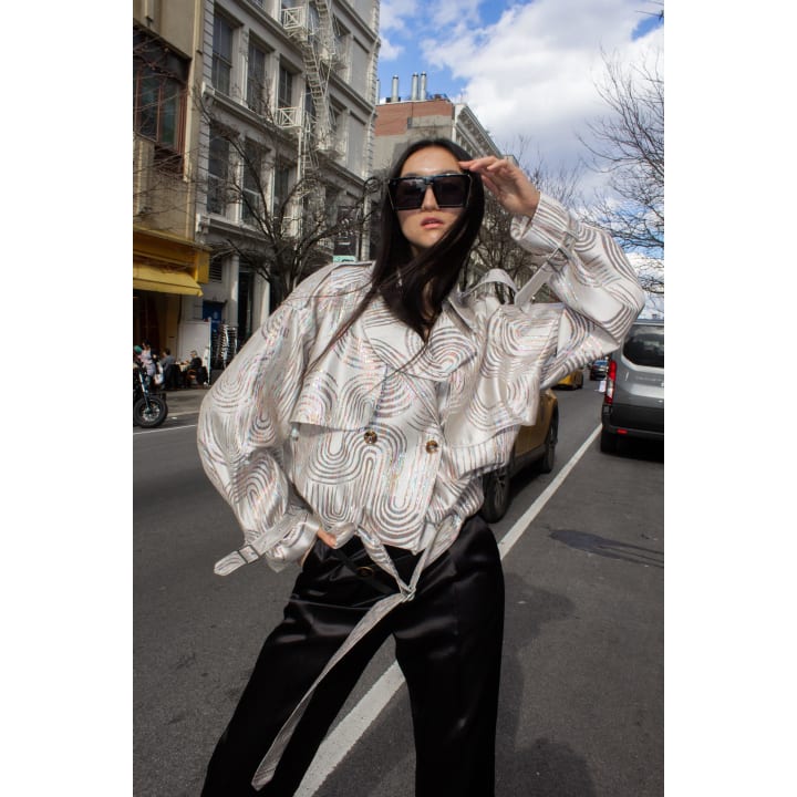 Jacqueline Bomber Jacket in Beige