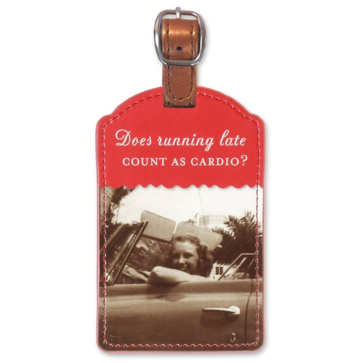 Does Running Late Count As Cardio Luggage Tag in Red