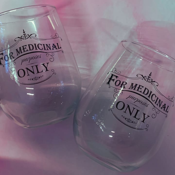 For Medicinal Purposes Only Stemless Wine Glass | Set of 2