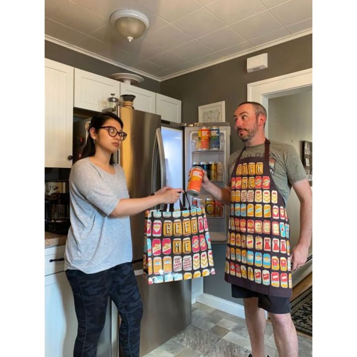 Last Call! Beer Me And You Know What? Beer You Funny Cooking and BBQ Apron Unisex 2 Pockets Adjustable Strap 100% Cotton | BlueQ at GetBullish