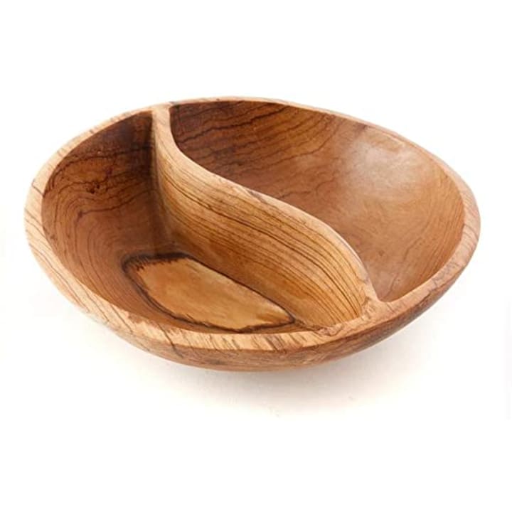 Pistachio Divided Olive Wood Plain Bowl