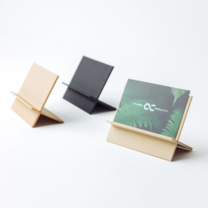 Business Card Holder | Ebony Black, Golden Pine or White Birch | Eco Friendly Recycled Wood and Corn Starch