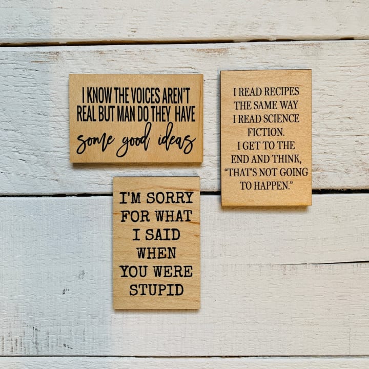 Last Call! I Know The Voices Aren't Real Funny Wood Refrigerator Magnet | 2" x 3"