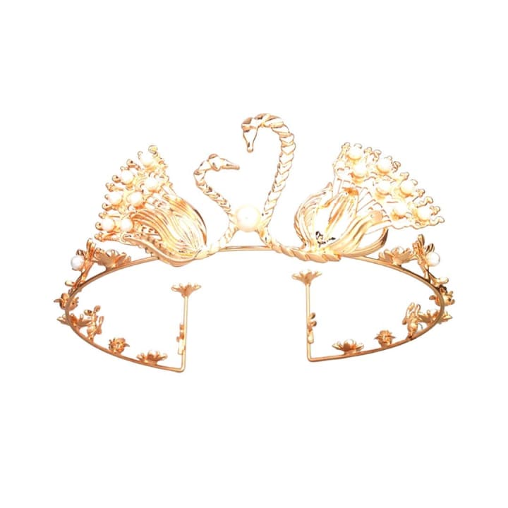 Swan Queen Tiara in Gold or Silver with Pearl Accents - Color: Gold