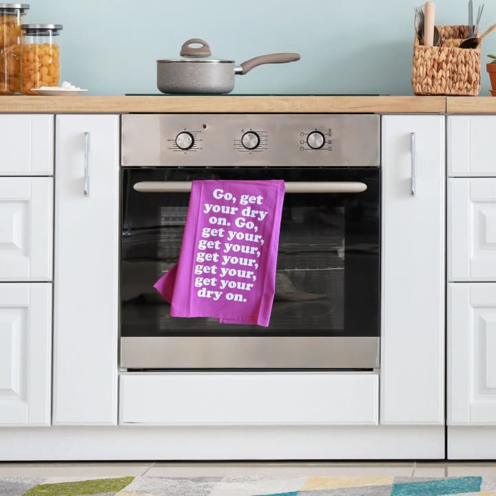 Missy Elliott-Inspired Get Your Dry On Tea Kitchen Towel | Cotton Flour Sack Dish Cloth | 21" x 28"