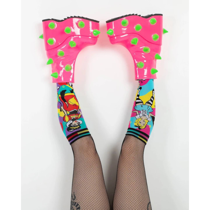 Down The Rabbit Hole Alice in Wonderland Themed Wild Knee High Socks