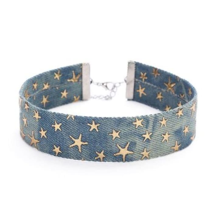 Stars Galore Denim Choker Necklace