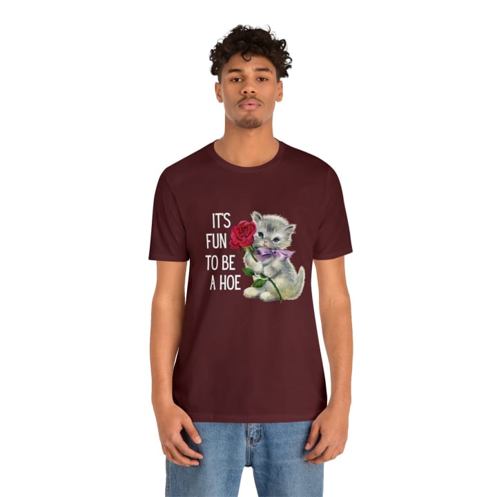 It's Fun to be a Hoe Jersey Short Sleeve Tee [Multiple Color Options] with Kitten Motif