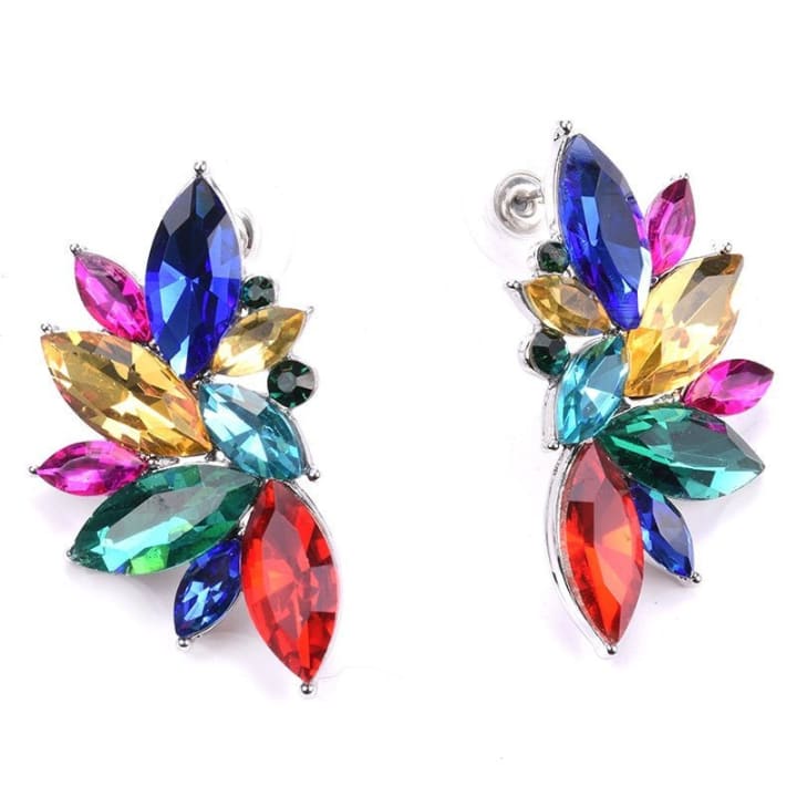 Massively Rainbow Jewel Cluster Earrings