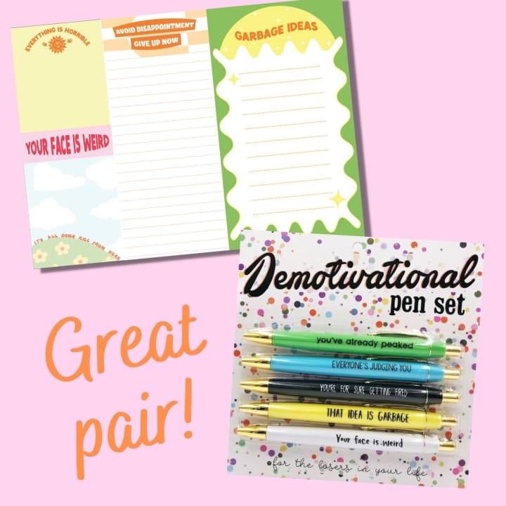 Fun Club Demotivational Notepad Set | 5 Notepads in One Giftable Set