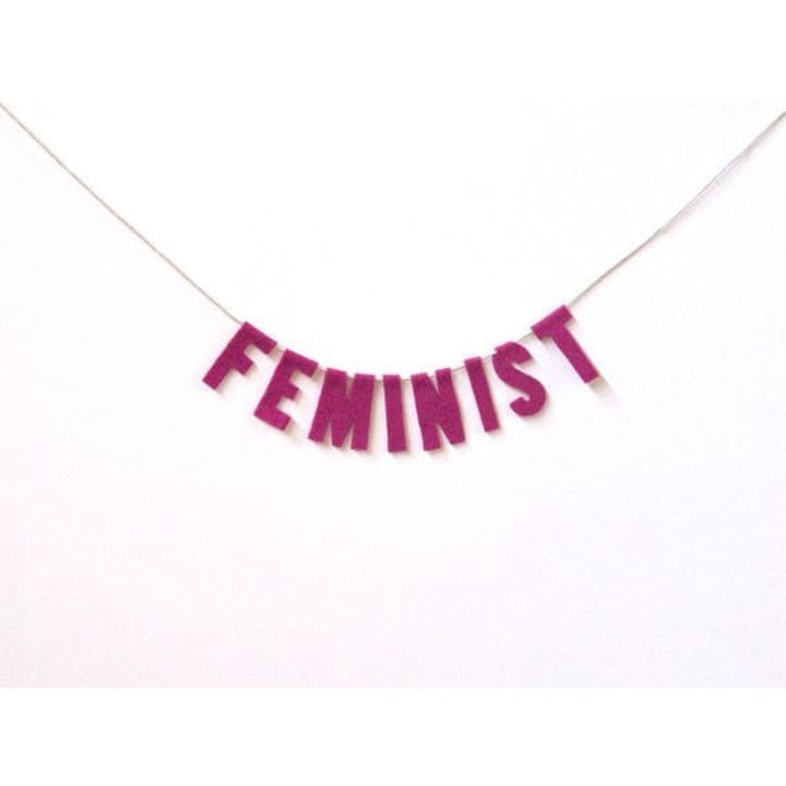 Handmade Felted Feminist Party Banner in Fuchsia