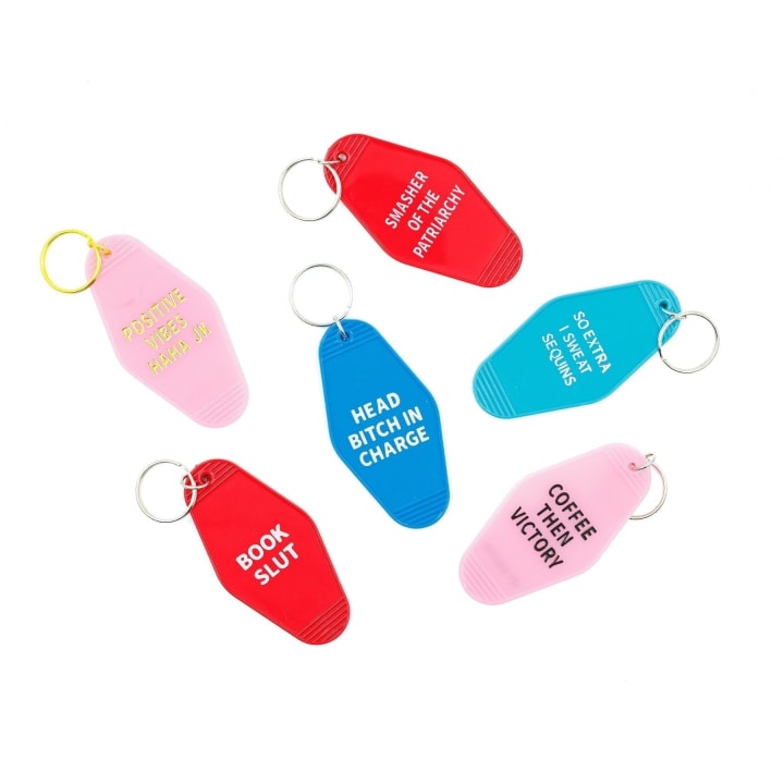 Smasher of the Patriarchy Feminist Motel Keychain in Red