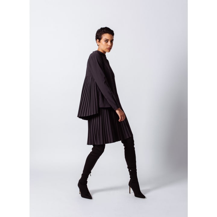 Stylish Pleated Blouse in Black