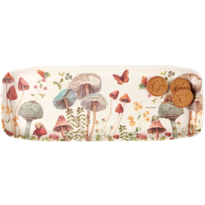 Mushroom Study Long Bamboo Tray | Rectangular Serving Dish Tray | 17.25" x 6.50"