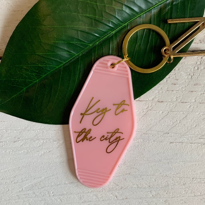 Key To The City Pink Motel Key Tag | Acrylic
