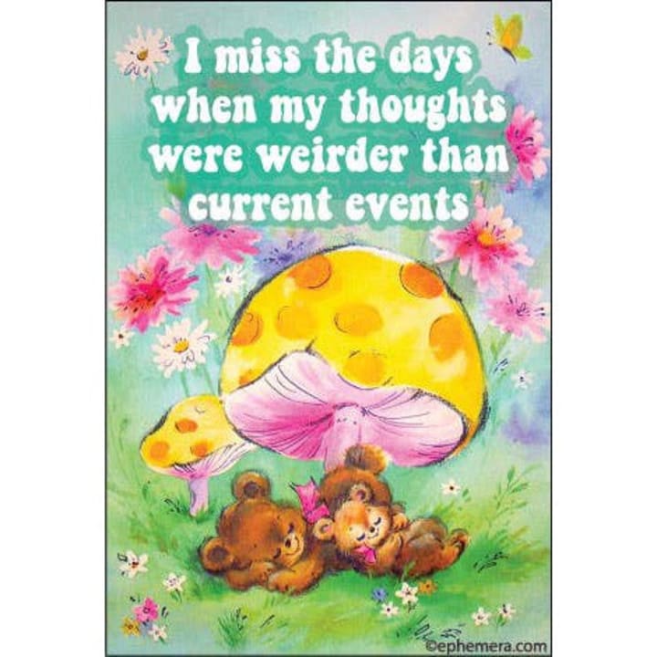 The Days When My Thoughts Were Weirder Than Current Events Rectangular Fridge Magnet | 3" x 2"