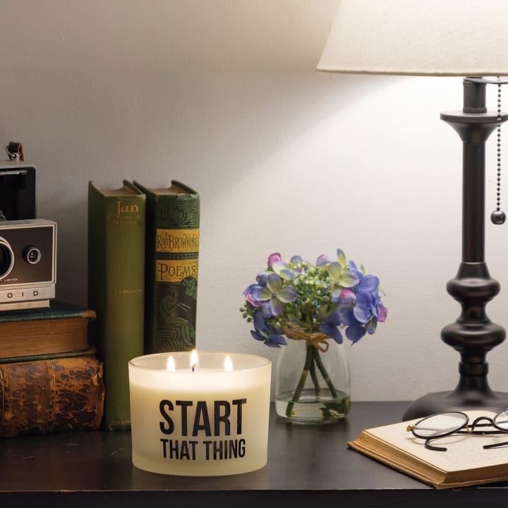 Start That Thing 3-Wick Candle | Bergamot Scent Jar Candle | 14oz | Gift for Her