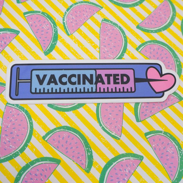 Vaccinated Large Rectangle Vinyl Sticker 4.5"