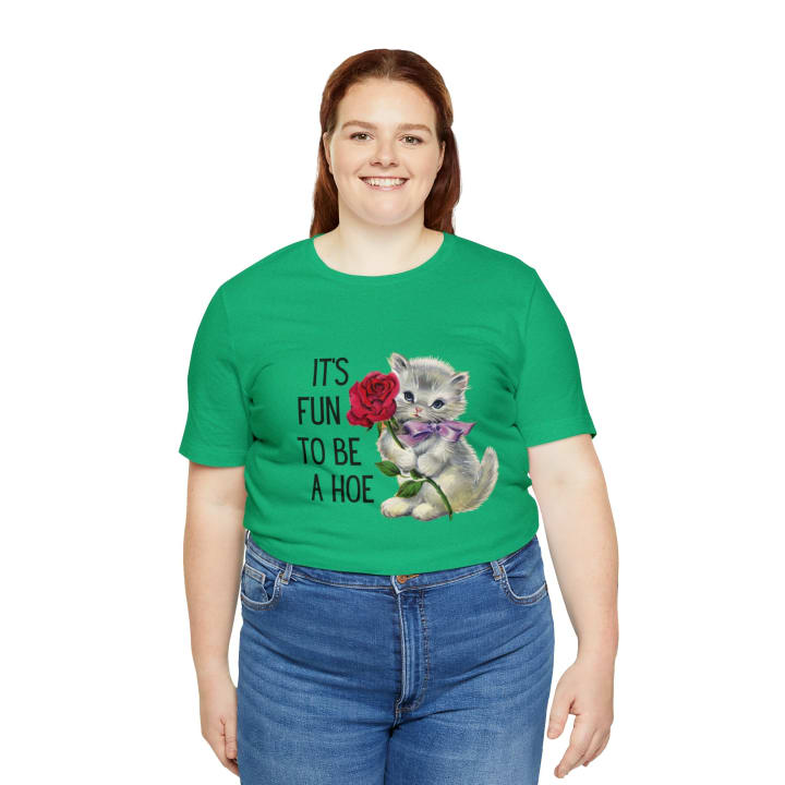 It's Fun to be a Hoe Jersey Short Sleeve Tee [Multiple Color Options] with Kitten Motif