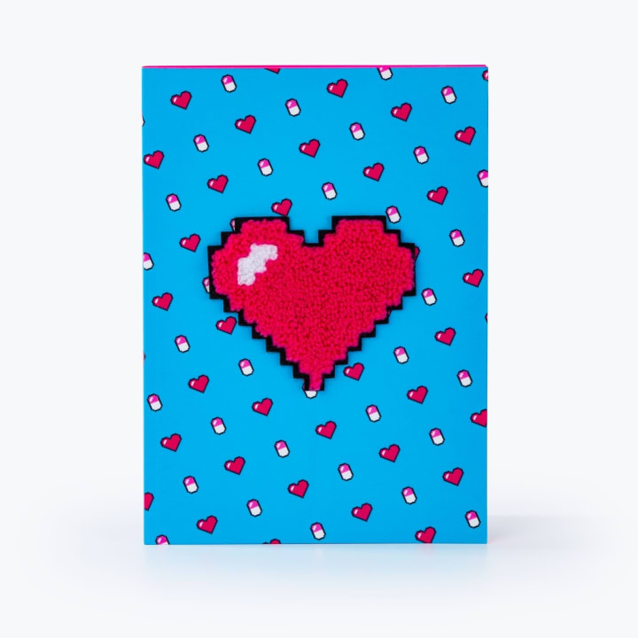 Power Up Pixelated Heart Notebook | 90's Retro