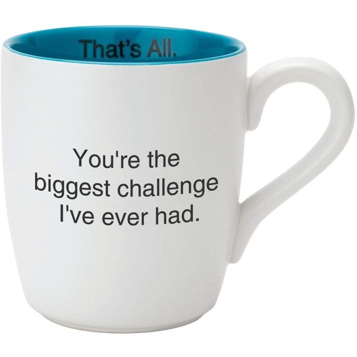 You're The Biggest Challenge I've Ever Had Ceramic Coffee Mug in Teal and White