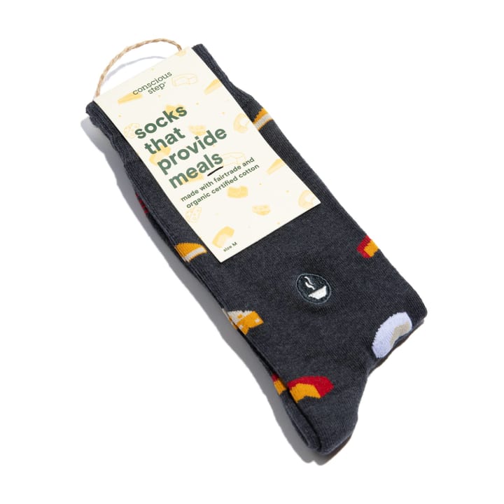 Men's Socks that Provide Meals in Gray | Fair Trade | Fits Men's Sizes 8.5-13