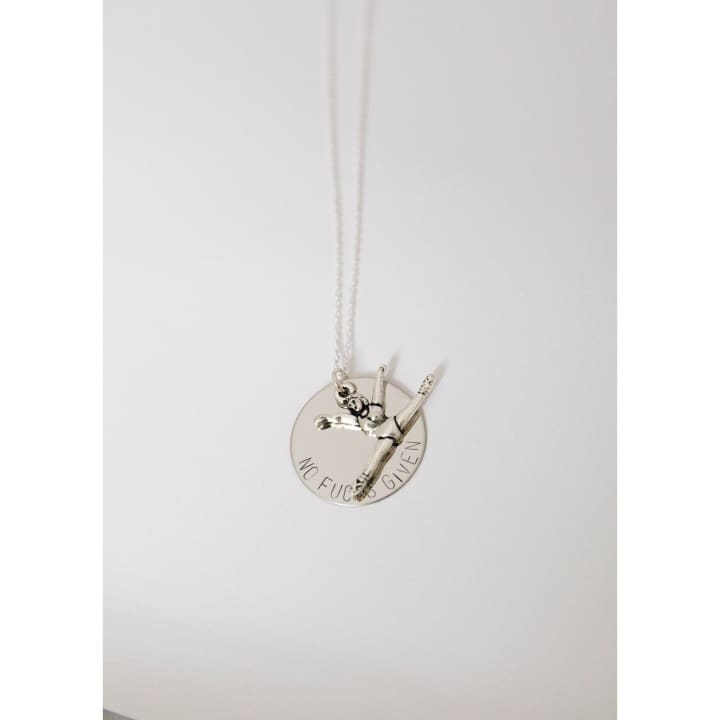 No Fucks Given Necklace in Brass and Silver | Handmade