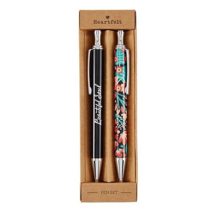 Beautiful Soul Floral Pen Set | Giftable Pens | Novelty Office Desk Supplies