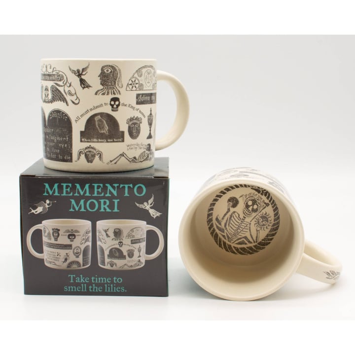 Memento Mori Coffee Mug | Remember Death Ceramic Coffee Tea Cup | 14oz