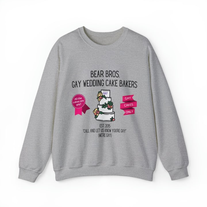 Bear Bros. Gay Wedding Cake Bakers Unisex Heavy Blend™ Crewneck Sweatshirt Sizes SM-5XL | Plus Size Available