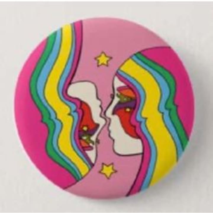 Cosmic Twins Groovy Pinback Button | 1.5" dia