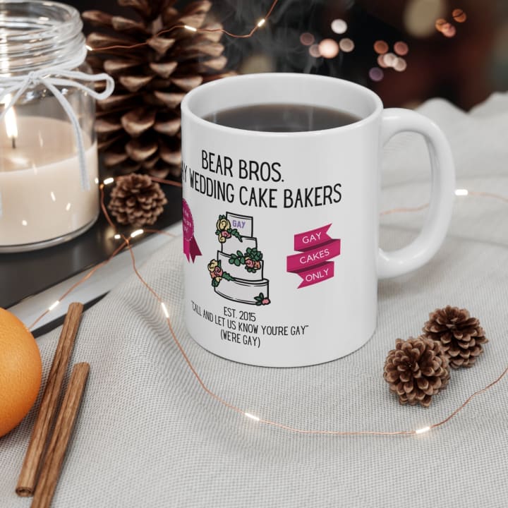 Bear Bros. Gay Wedding Cake Bakers Ceramic Mug 11oz