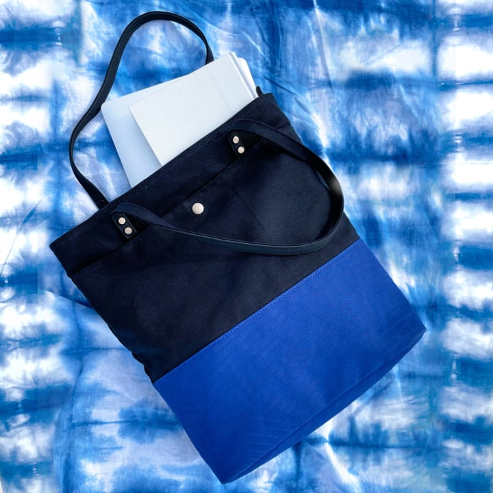 Minimalist Tote Bag - Eternal Optimist in Cobalt Blue