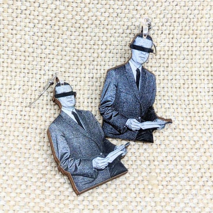 Censor Man Earrings | Handmade and Lightweight