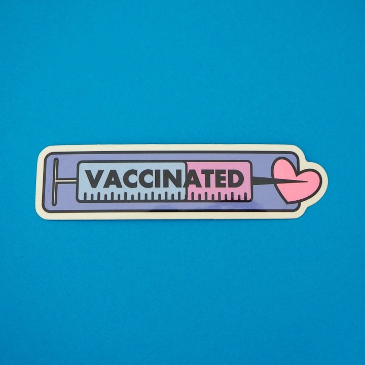 Vaccinated Large Rectangle Vinyl Sticker 4.5"