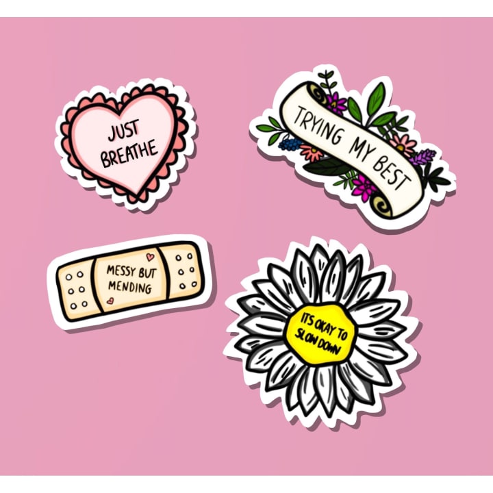 Positive Affirmation Self-Care Sticker Set (4 Stickers)